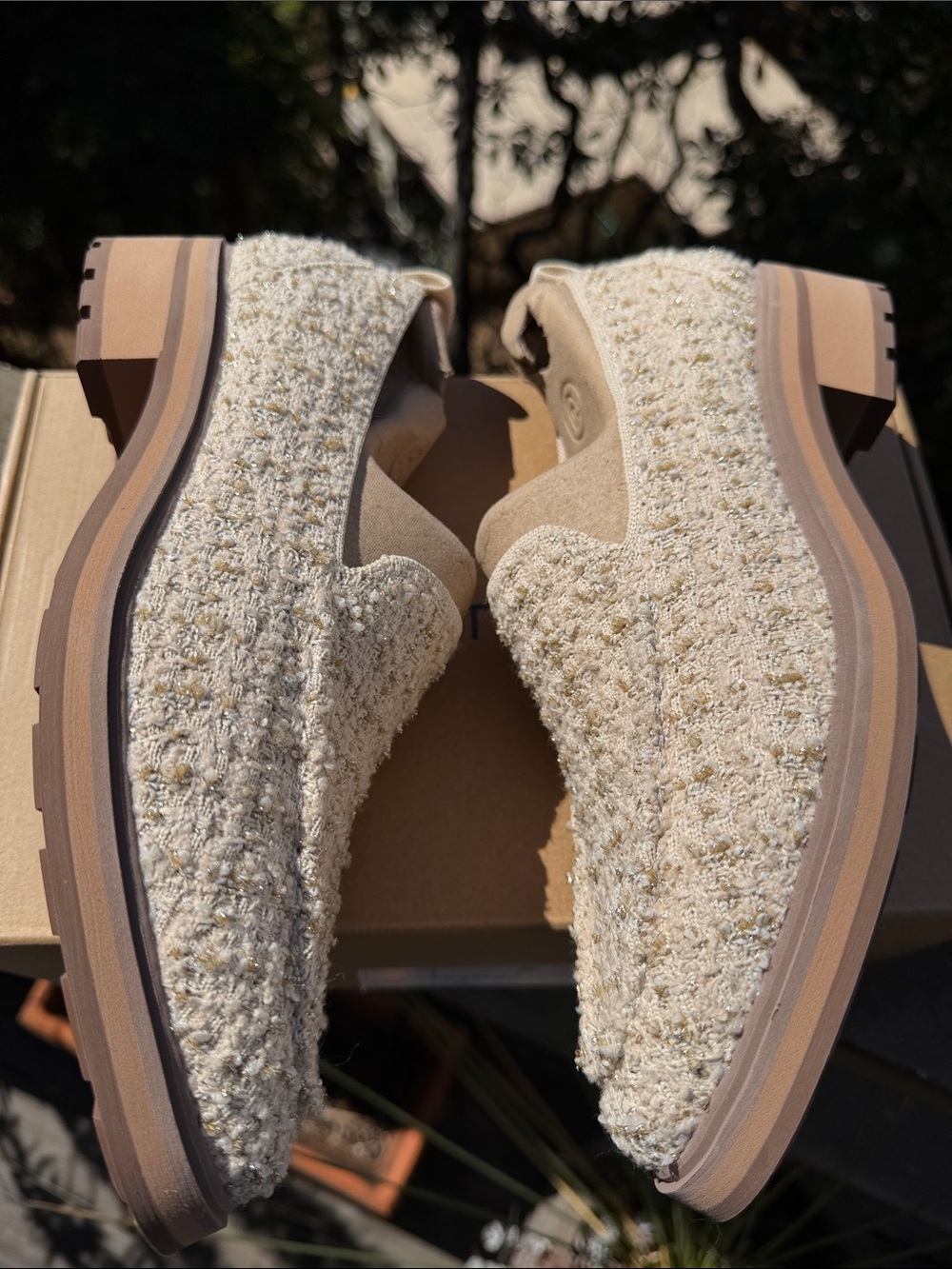Rothy's Cream Tweed Women's Slip-On Loafers - Picture 7 of 10